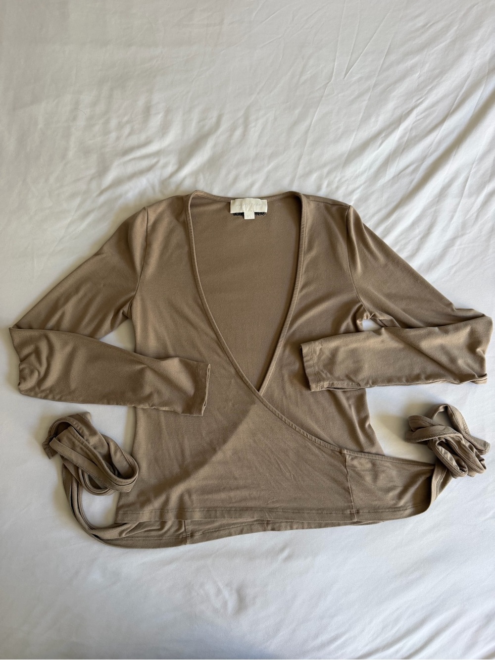 Sisterly Tribe Clay Brown Soft Ballet Wrap Long Sleeve Lightweight Yoga Top